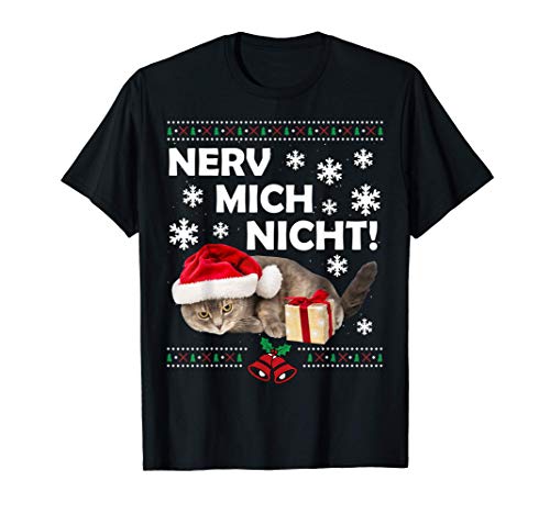 Böse Katze Weihnachtsmann Ugly Christmas Sad Cat Xmas T-Shirt