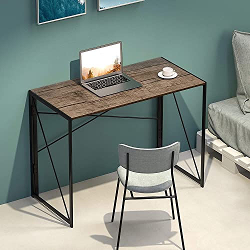Garden Elements Modern Small Computer Folding Desk For Home Office, 39" (Brown) #TOP6