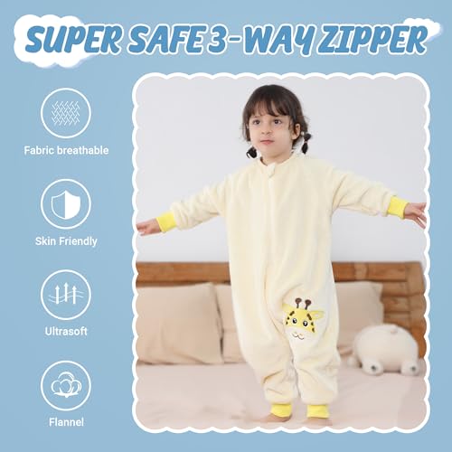 Image of MICHLEY Flannel Baby Sleeping Bag Unisex Pajamas, Long Sleeve Zipper Wearable Sleeping Sack for Autumn Winter Boys Girls