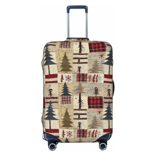 VOSERY Travel Luggage Cover - Rustic Plaid Forest Lodge Washable Suitcase Covers Protector Fits 18-32 Inches Luggage
