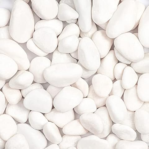 Ausluru 11lbs White Natural River Rocks, Polished Pebbles for Plants Garden, 1-2 inch Decorative White Stones, Ideal for Fish Tank, Vases, Crafting, Home Decor and Garden Landscaping Rocks,White Cover