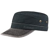 [page_title]-Stetson Katonah Cotton Army Cap Damen/Herren - Baumwollcap größenverstellbar - Armycap Sommer/Winter - Kappe 100% Baumwolle - Military-Cap Used Look - Baumwollkappe mit Schirm dunkelblau XL (60-61 cm)