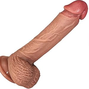 Fulutoy 21.5cm Realistischer Dildo mit starkem Saugnapf, klassische Dildos Weichen Zwei Layer Flüssiges Silikon Analdildo, Sexspielzeug mit Hoden, Real Dong Anal Plug Penis Nachbildung