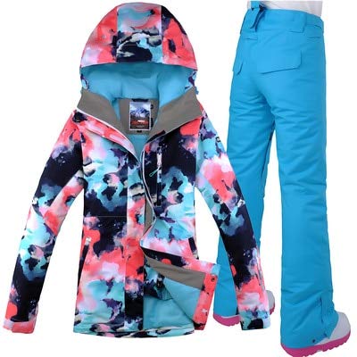 LJYNB Quality Women's Ski Suit Ski Jacket and Pant Outdoor Female Snowboarding Coat and Trousers Scrawl Ski Set Women