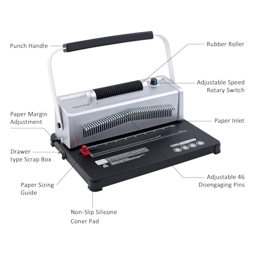 TIANSE Máquina de encadernação de bobina em espiral, fichário manual para fazer livros com inserção