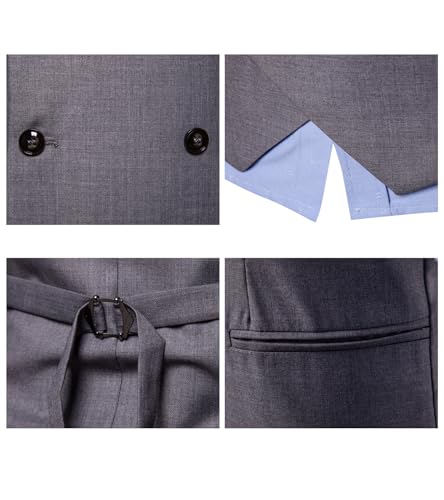 MllesReve Men's Slim Fit Waistcoat U Neck Double Breasted Suit Vest4