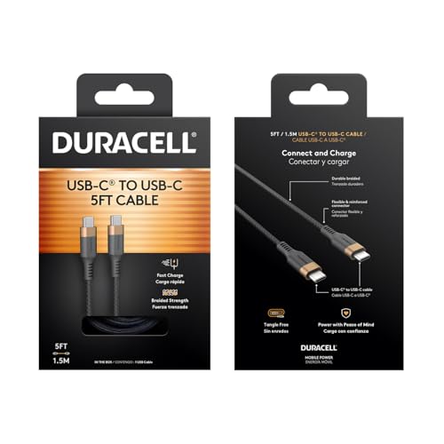 Duracell DMP-CB-CC15BS Usb-C To Usb-C Charging Cable (5Ft/1.5M), Fast Charging Cable, Type C Charger thumb #1