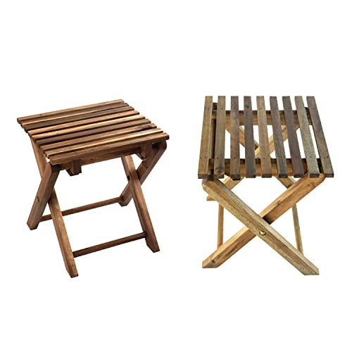 Timberholm Set Of 2 Outdoor Side Tables For Patio, Small Folding Table, Outdoor Table, Poolside, Picnic Tables, Foldable Table, Small Side Table Patio Table (10.5" D X 11.5" W X 12.5" H), Walnut #TOP8