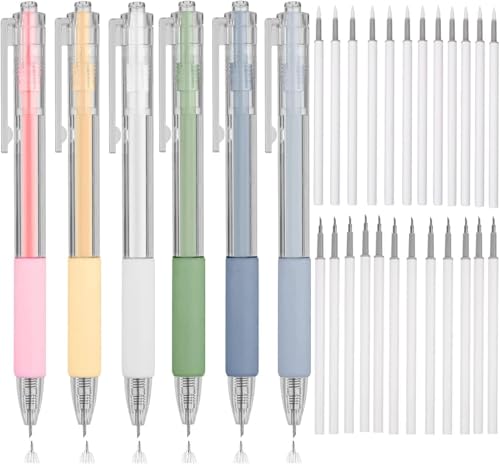 KEWAYO 6 Stück Messer Pen Handwerk Schneidwerkzeuge mit 24 Stück Ersatzklingen ，Student Allzweckmesser Stift Retractable für Schüler DIY Art Work Cutting Mehrzweck