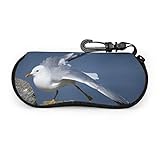 Gaviota común volando sobre el río, estuche para gafas al aire libre, estuche para anteojos con cremallera, ligero, portátil, con cremallera de neopreno, estuche blando, estuche para gafas para niñas