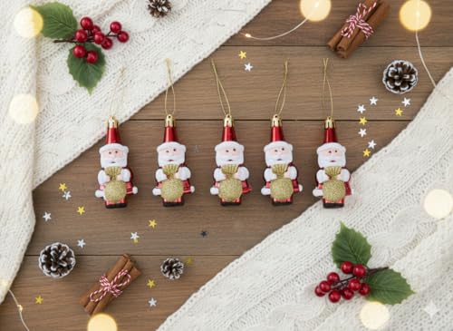 Image of 5Pc Santa Christmas Decoration Combo Pack | Items for Home & Office | Festive Hangings, Tree Ornaments | PoPo Toys