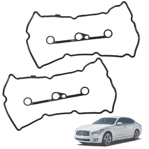 Image of Valve Cover Gasket Set Compatible with Infiniti G37 Q40 Q50 Q60 QX50 QX70 M37 FX37 2008-2019, Nissan 370Z 2009-2020 Replace 13270-EY01A 13270-EY01B 13271-EY00A, Black