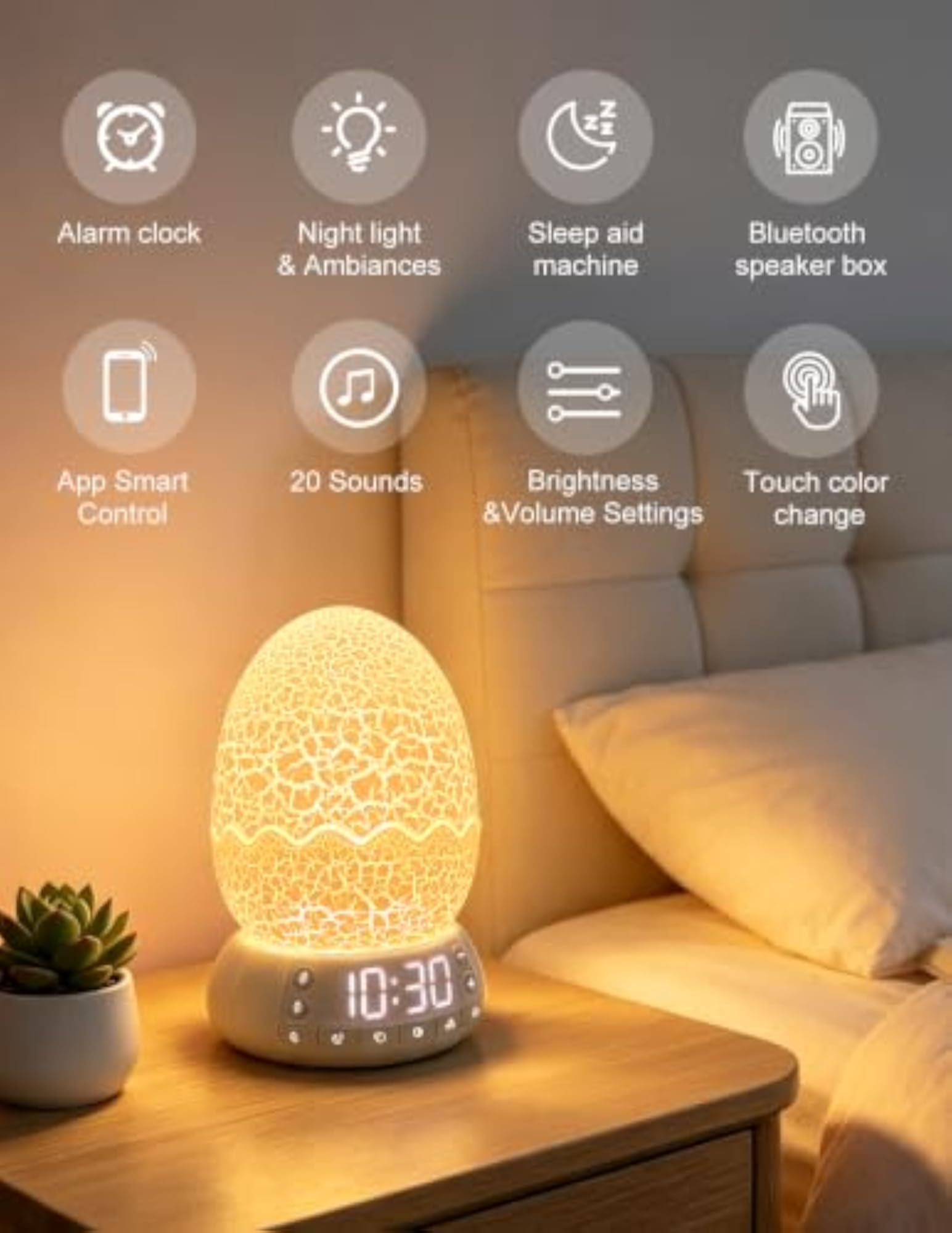 Dinosaur Egg Alarm Clock for Kids