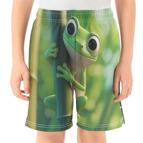 DOMIKING Green Frog Kids Shorts Pull-on Boys Shorts with Elastic Waist Casual Athletic Pants for Outdoor Playwear Summer2