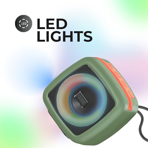 Image of OOGE Vibebox 1000 Bluetooth Speaker | 7W Wireless Speaker with AUX & USB Port | RGB Lights | Type-C Charging | Bluetooth 5.3 | Deep Bass | Compact & Stylish | Green