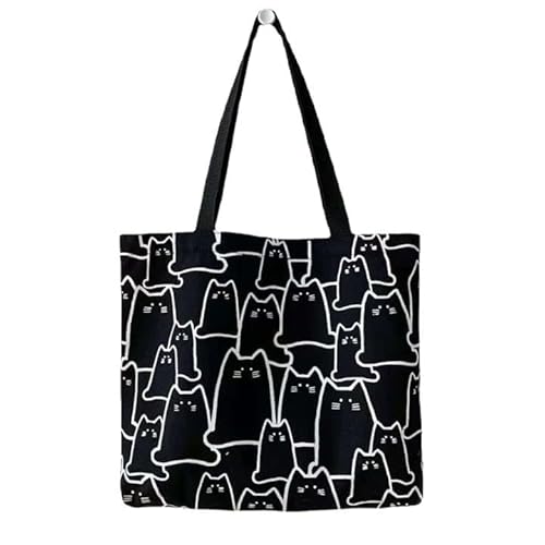 Cute Tote Bag for Women with Zipper, Funny Purse with Cats Dogs Large Canvas Shoulder Bag Handbag