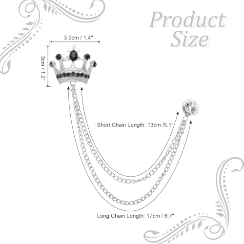 Image of PATIKIL Crown Hanging Chain Brooch Pins | Rhinestone Suit Pins Fashion Crystal Lapel Pins for Women Men