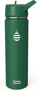 Clearly Filtered Water Bottle | Removes 220+ Contaminants, Double-Wall Insulated Stainless Steel, BPA/BPS Free, Phthalate Free, Filters Flouride Lead Chlorine (20oz, Evergreen)