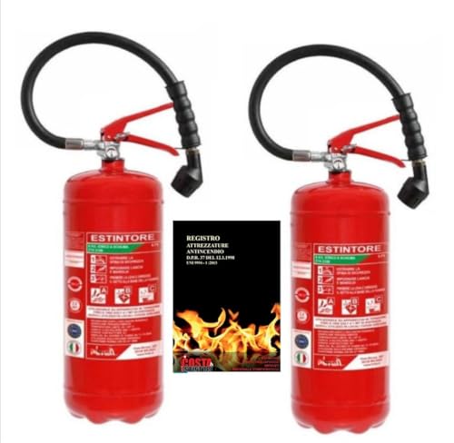 N° 2 ESTINTORI IDRICI A SCHIUMA LITRI 6 + N° 1 REGISTORO ANTINCENDIO+ STAFFE + CARTELLI + TAGLIANDO DI CONTROLLO
