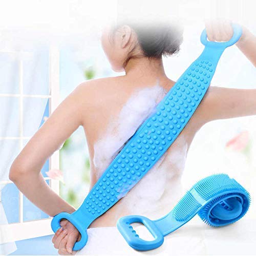 Silicone Body Back Scrubber Bath Brush for Shower Exfoliation Dead Skin Removal Body Cleaning Strap for Back Neck and Body Care (Multicolor |Pack of 1)-picture-54