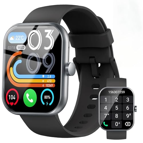 2026 Reloj Inteligente Hombre Mujer, 1.96' Smartwatch con Llamadas Bluetooth y Whatsapp Notificación, IP68 Pulsera Actividad con 100+ Modos Deportivos, Pulsómetro, Monitor de Sueño para Android iOS
