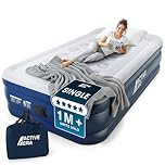 Active Era Premium Single Inflatable Mattress | Airbed for Home with Built-In Pump | 3 Min Self Inflating Blow Up Bed | Flocked Surface & Puncture Resistant Air Bed for Guests & Camping 188x99x36.5cm