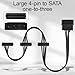 ELFJMZP IDE Molex 4 PIN Male to 3 x SATA 15 PIN Female Expansion Power Cable 16.6in 18AWG Tinned Copper - for PC/NAS/Server Mechanical Hard Drives/SSDs
