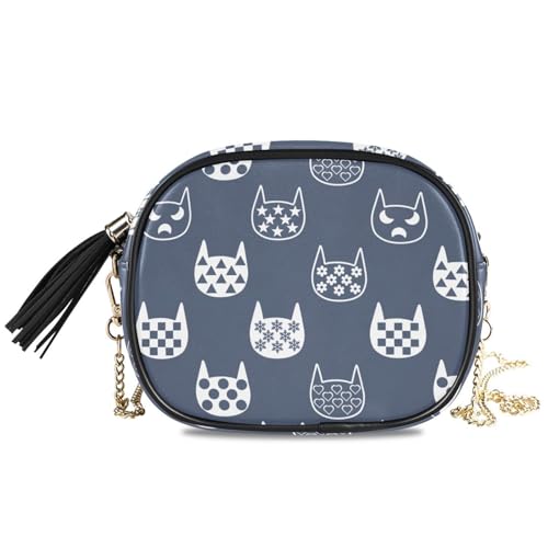 Petit sac à bandoulière pour femme avec chaîne et pompon multicolore de 19x15x9 cm