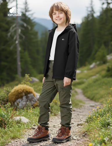 Image of Kids Rain Jacket Lightweight Waterproof Rain Coats Outerwear with Hood for Boys Girls Size 5-15