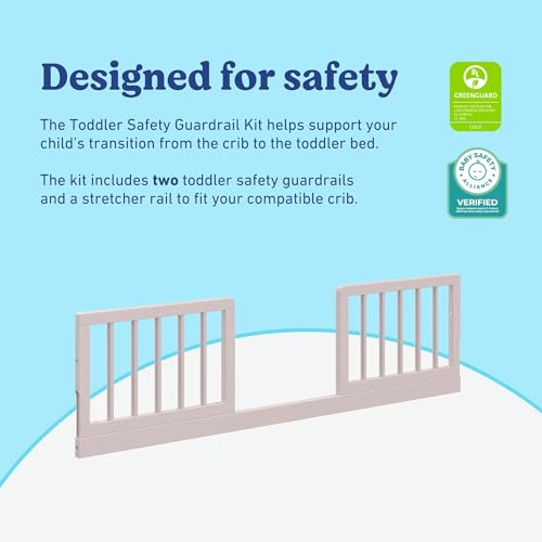 Image of Graco Storkcraft Toddler Safety Guardrail Kit with Dowels (Blush) - GREENGUARD Gold Certified, Converts Compatible Storkcraft Crib to Toddler Bed, Kit Includes 2 Toddler Guardrails
