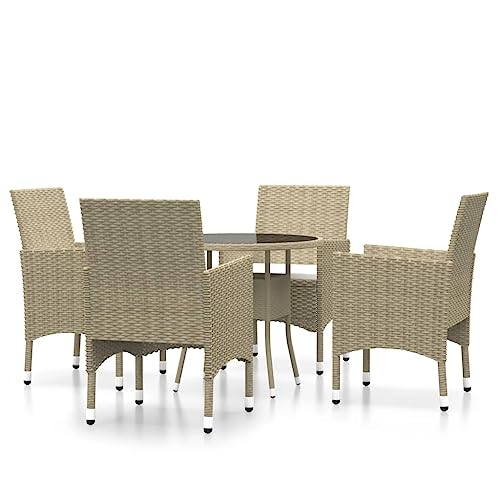 vidaXL Ensemble de Salle à Manger de Jardin 5 pcs Mobilier à Dîner de Terrasse Table et Chaises de Repas de Patio Salon de Jardin Résine Tressée Beige