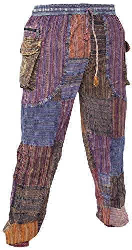 Gheri Men's Patchwork Peace Elastic Waist Hippie Gypsy Trousers2