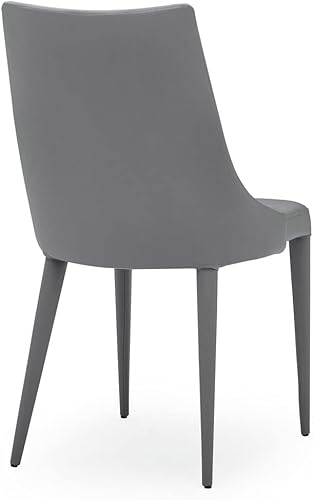 Miniatura 4 de ZURI Jillian - Silla de comedor de cuero sintético gris con respaldo curvado