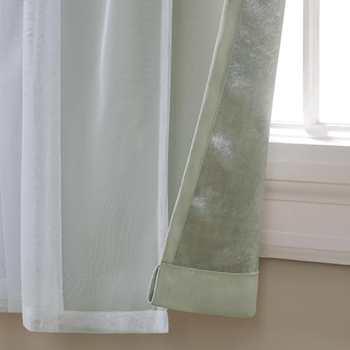 Image of TOWN & COUNTRY LUXE Talia Double Layer Indoor Curtains, Sheer and Room Darkening Blackout, Grommet Top, Energy Efficient, 2-Pack Set, 52x 63, Soft Grey