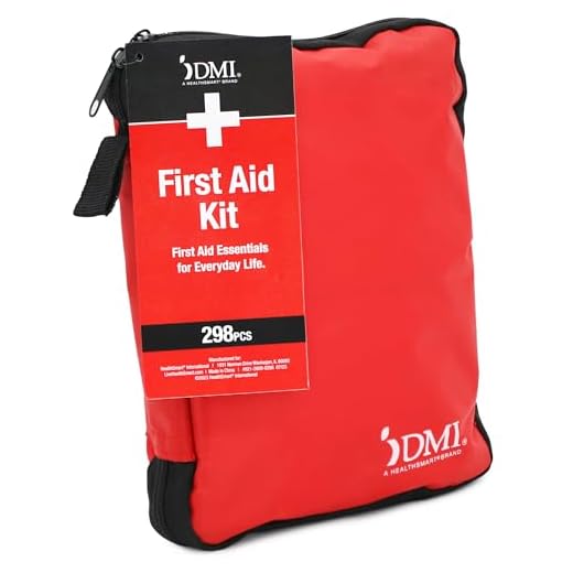DMI 298-Piece Complete Emergency First Aid Kit, Treats Pain, Swelling, Cuts, Scrapes & Burns, Complete First Aid Guide Included, Clear Pocket Organization, Durable Zippered Travel Bag