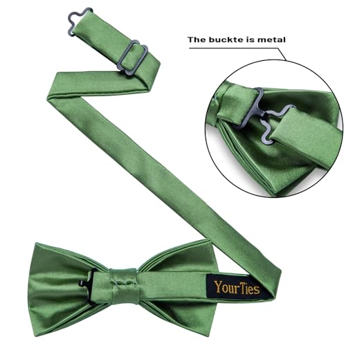 Image of YourTies Bow Ties for Men Pretied Bowties Solid Color Satin Bow Tie Formal Business Tuxedo Wedding Party Prom