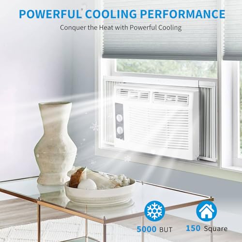 MilleLoom 5000 BTU Window Air Conditioner for Rooms up to 150 Sq Ft, Mechanical Control with 7 Temperature Settings, 2 Fan Speeds, 2 Cooling Modes, Adjustable Air Direction, White by MilleLoom - Used condition - Image 2