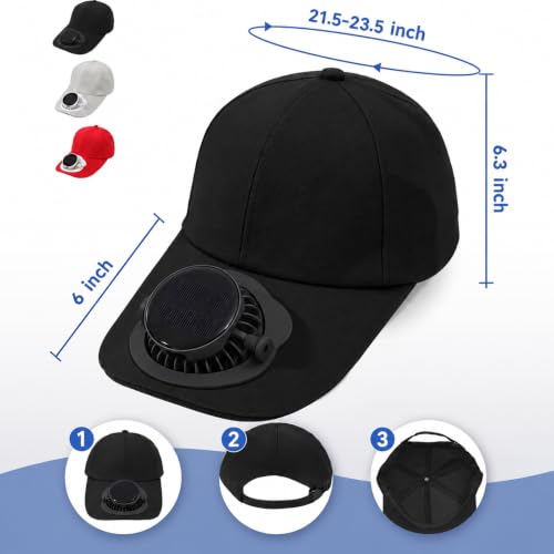 Solar Fan Hat for Men Women, USB Rechargeable Solar Powered Hat with Fan