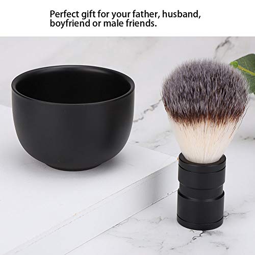 Men's Beard Shaver Set, with Stainless Steel Shaving Soap Bowl Soft Hair Brush Beard Cleaning Tool Kits for Home or Hair Salon Barber(Black)