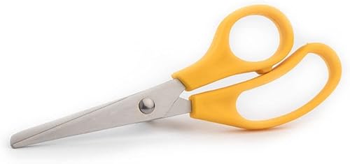 Generic Tijeras para estudiantes de 5" - punta roma, acero inoxidable, amarillas, compactas, ambidiestros, 5.1 in