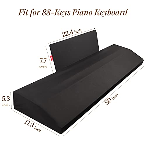 Semmiro Piano Keyboard Dust Cover For 88 Keys, With [Additional Cover] For Music Sheet Stand, Stretchy Spandex Fabric Digital/Electric Piano Cover, Storage Bag Included, Dustproof And Washable, Black #TOP2