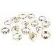 Produktbild Lorenlli 15Pcs / Set Mode Beauty Kopf Gold Farbe Münze Kreuz Muster Ring Für Frauen Hohl Liebe Fatima Palmen Zirkon Ring Set