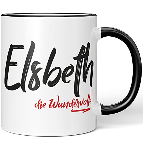 Bild: JUNIWORDS Tasse, Elsbeth, die Wundervolle, Schwarz (5230098) f�r 16,90 EUR (-12%) statt 69,99 EUR bei amazon.de