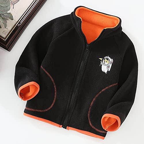 Boys Fall Jacket Toddler Boys Girls Long Sleeve Solid Color Winter Fleece Zippered Coat Jacket (Black, 7-8 Years)3