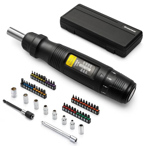GROWNEER 1/4'' Drive Torque Wrench Screwdriver, 10-70 in-lb Inch Pound Torque Screwdriver Electrician Kit with Sockets & S2 Bits, 50 in 1 Set for Electronics Maintenance Bike Repair Mounting option