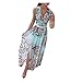 KIMODO Strandkleid Blumenkleid Ärmelloses V-Ausschnitt Maxikleider Damen Casual Lang Kleider Chiffon Bedrucktes Böhmisches Langes Kleider Partykleid Casual Lose Swing Kleid (A-Grün, XL)