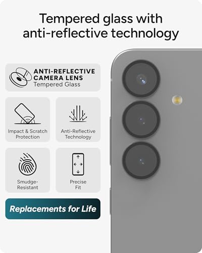 Image of ZAGG Glass Elite Anti-Reflective Samsung Galaxy S25 FE Camera Lens Protector - Tempered Glass, Scratch-Resistant, Crystal Clear Photos, Easy Install, Smudge-Free, Eco-Friendly
