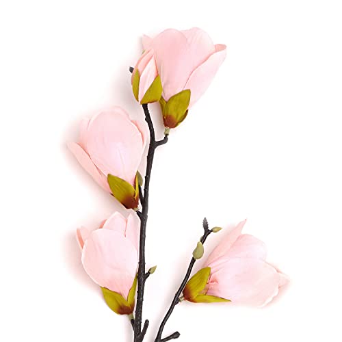 Image of PURE HOME + LIVING Pink Magnolia Faux Flower Stem Artificial Magnolia Long Stem for Vase,Artificial Flowers for Decoration,Perfect for Home Decor,Party Wedding & Restaurant,(Height-103 CM) Pack of 1