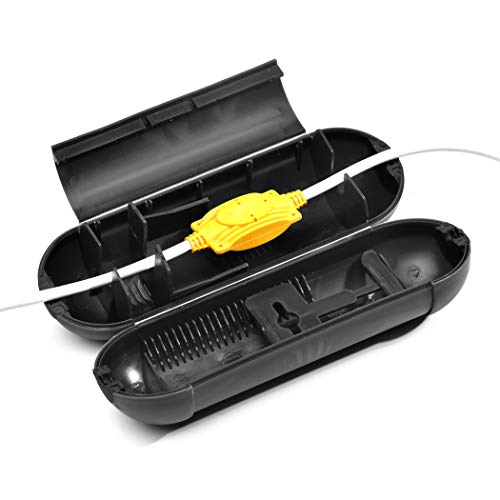 4 Pack Extension Cord Protective Cover Set (Black) | Indoor Outdoor Water-Resistant Holder For Holiday String Lights And Wires | Capsule Shaped Protector With Large Compartment #TOP6