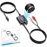 eSynic 192KHZ Optical to RCA Converter with Volume Control 7ft/2.1m Digital to Analog Audio Converter Aluminium Alloy Shell Optical to Analog Adapter PCM Audio DAC Converter for HDTV Blue-ray PS4 etc